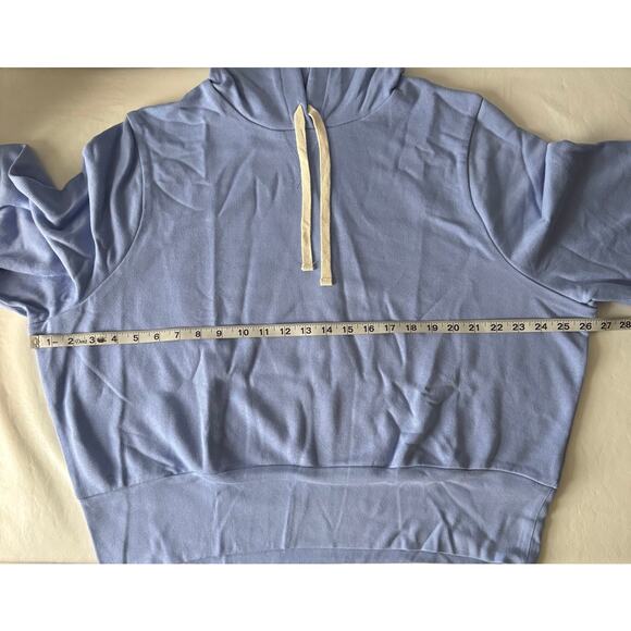 Madewell Bubble-Sleeve Hoodie Crop Sweatshirt in Blue Women's Size 2X - Picture 6 of 7
